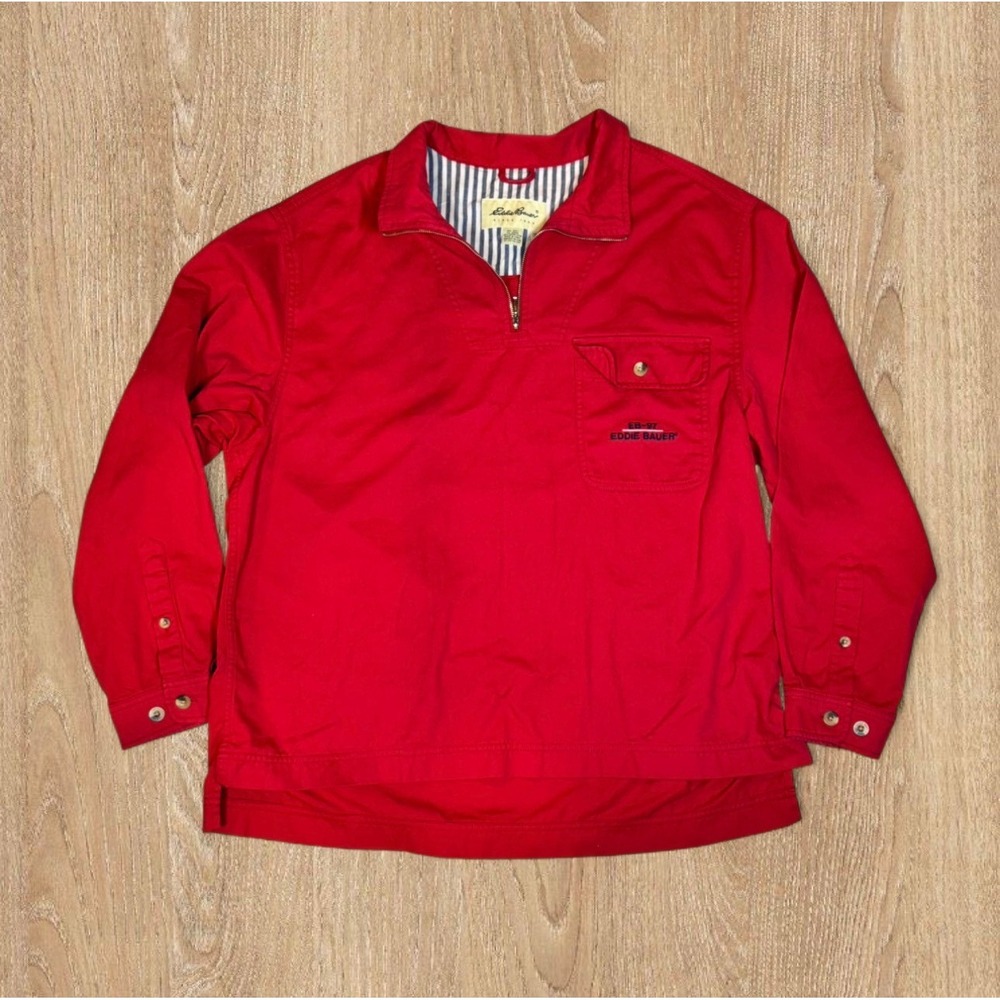 Vtg‎ Eddie Bauer EB-97 Red Quarter Zip Pullover Mens M Quarter Zip 90s Coastal
